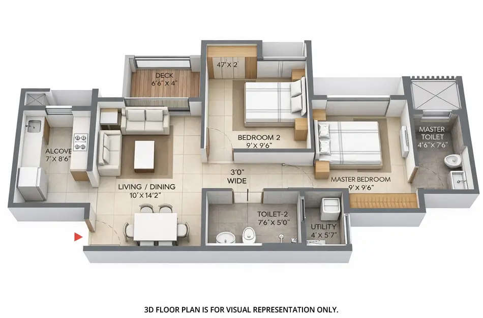 Floor plan for 2 BHK