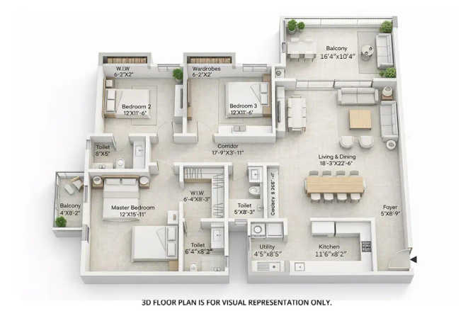 Assetz Mizumi Reserve Kudlu - Floor plan 3 BHK 2164 Sq.ft