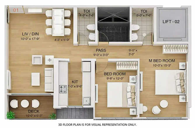 Ruparel Luminare Dadar - Floor plan 2 BHK 740 Sq.ft