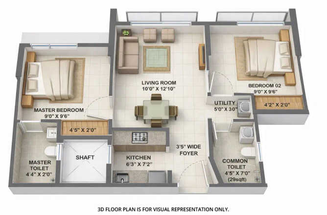 Lodha Crown Dombivali Dombivali - Floor plan 2 BHK 487 Sq.ft