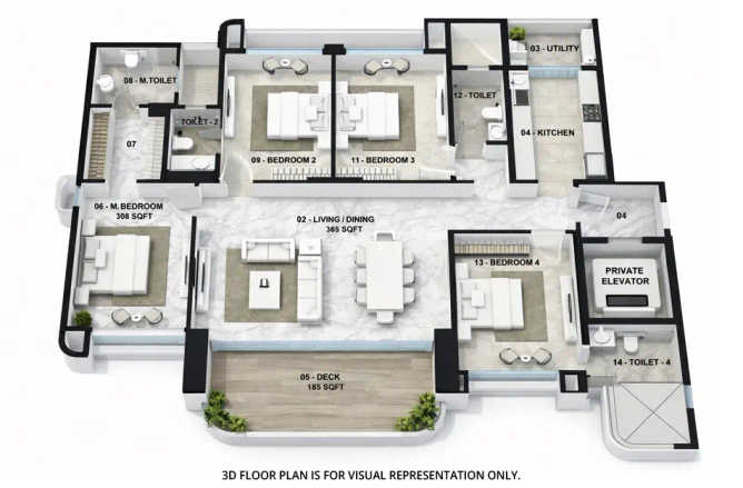 Lodha Hanging Gardens Dombivali - Floor plan 4 BHK 1837 Sq.ft