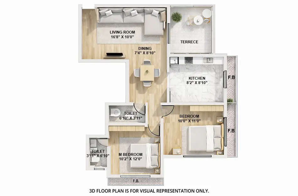 Floor plan for 2 BHK
