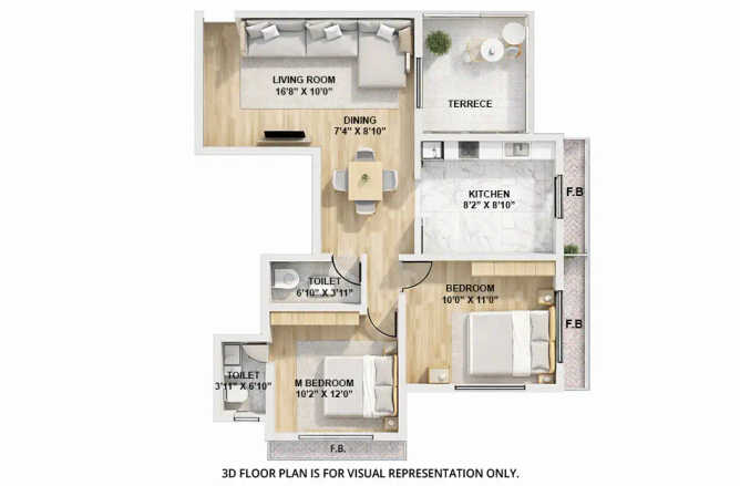 Juhi Pride Belapur - Floor plan 2 BHK 1107 Sq.ft