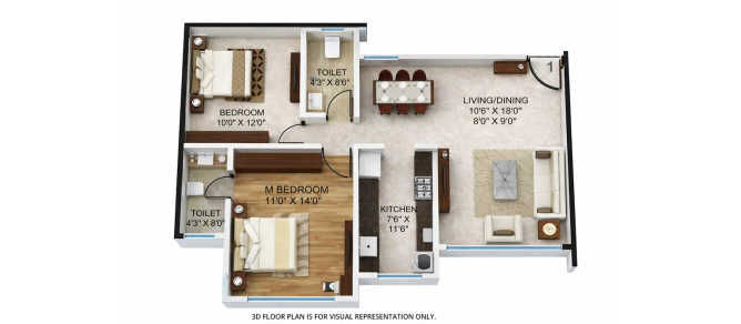 MICL Aaradhya One Park Ghatkopar - Floor plan 2 BHK 730 Sq.ft