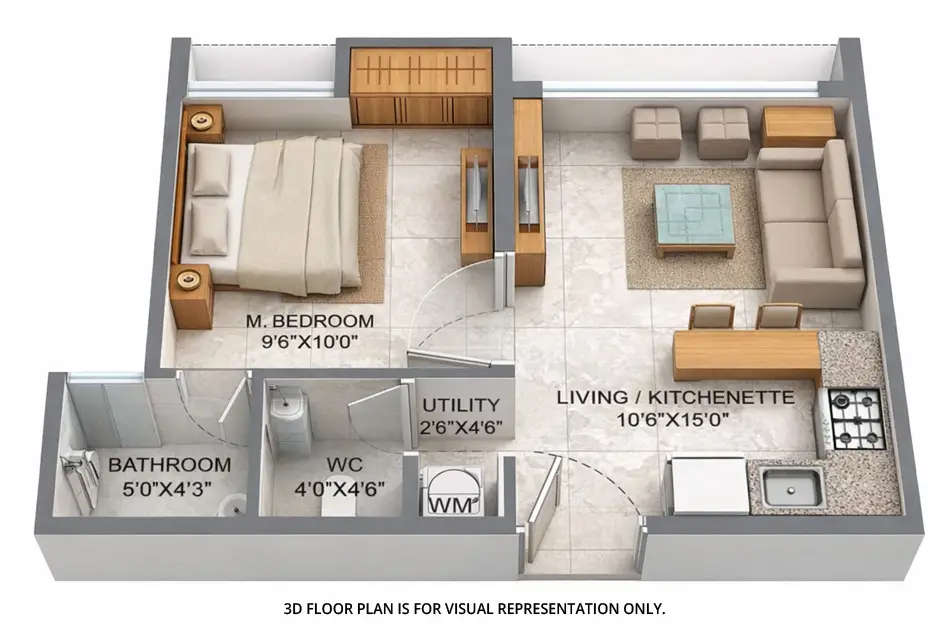 Floor plan for 1 BHK