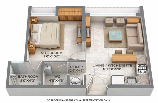 Lodha Palava Dombivali - Floor plan 1 BHK 443 Sq.ft