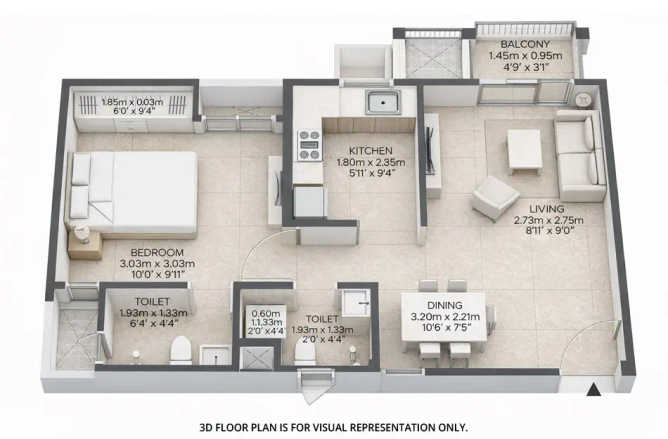 Mahindra Happinest Kalyan - Floor plan 1 BHK 414 Sq.ft