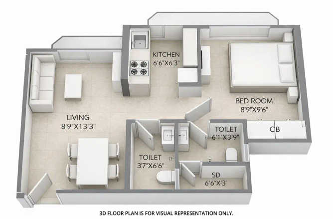 Marathon Nextown Dombivali - Floor plan 1 BHK 300 Sq.ft