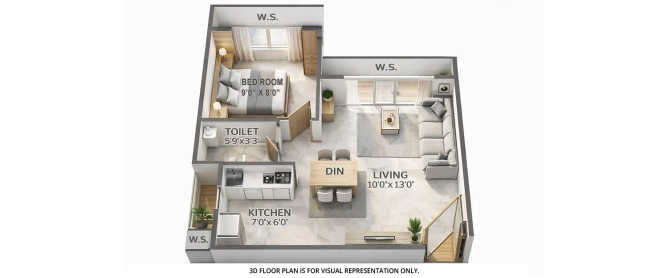 Akshar River Gate Panvel - Floor plan 1 BHK 275 Sq.ft
