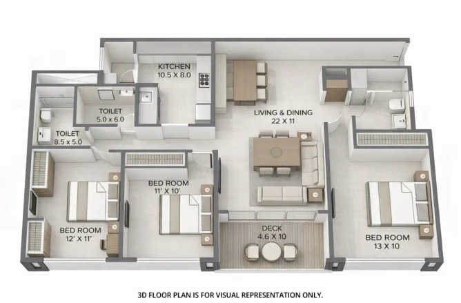Chandak Sarvam Andheri - Floor plan 3 BHK 1100 Sq.ft