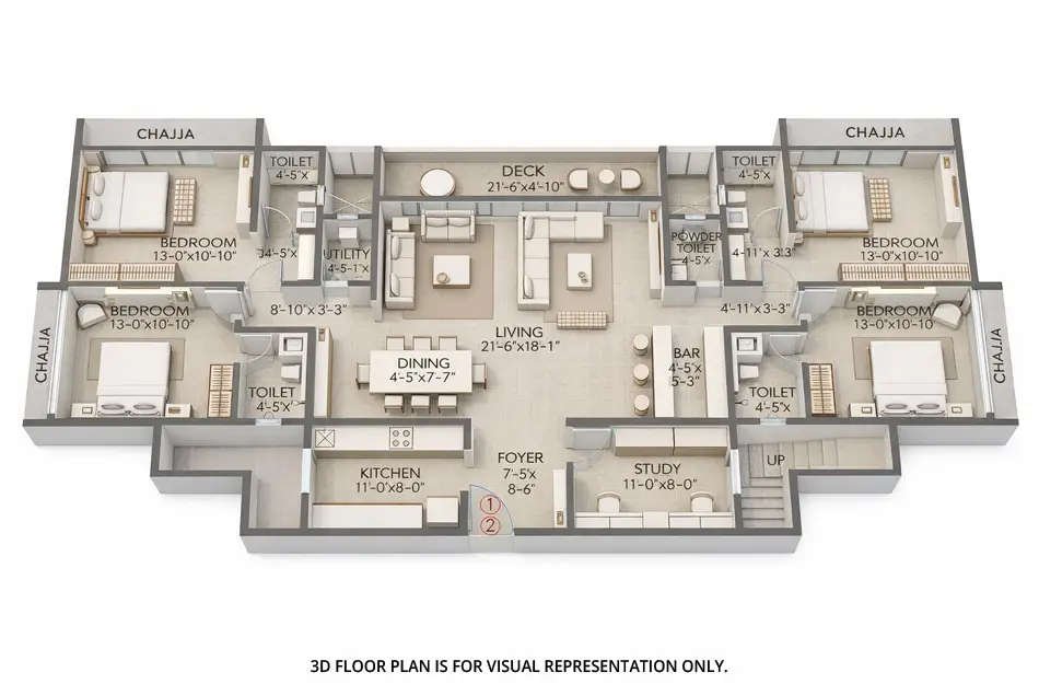 Floor plan for 4 BHK