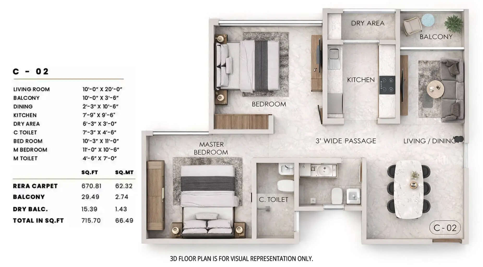 Floor plan for 2 BHK