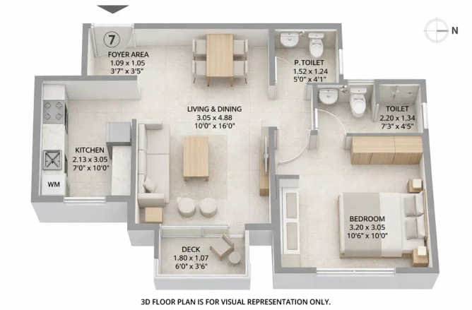 Hiranandani Kalyan Kongaon - Floor plan 1 BHK 461 Sq.ft