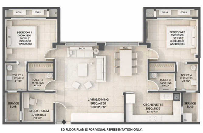 Prescon Midtown Bay Mahim - Floor plan 2.5 BHK 730 Sq.ft
