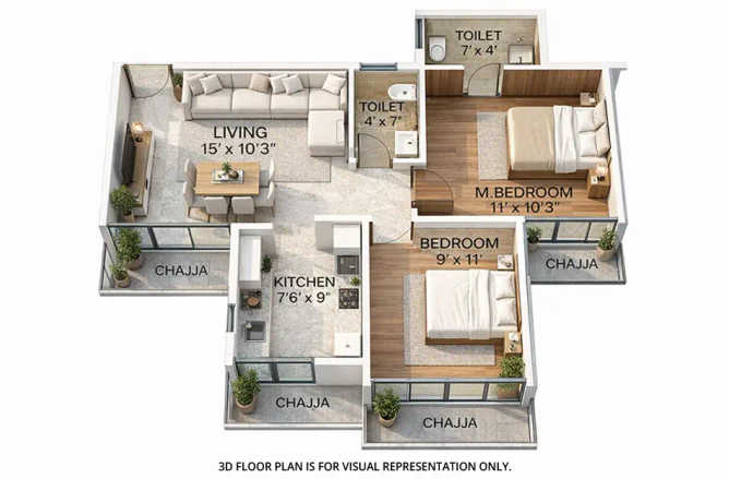 Sai Proviso Sapphire Kalamboli - Floor plan 2 BHK 650 Sq.ft