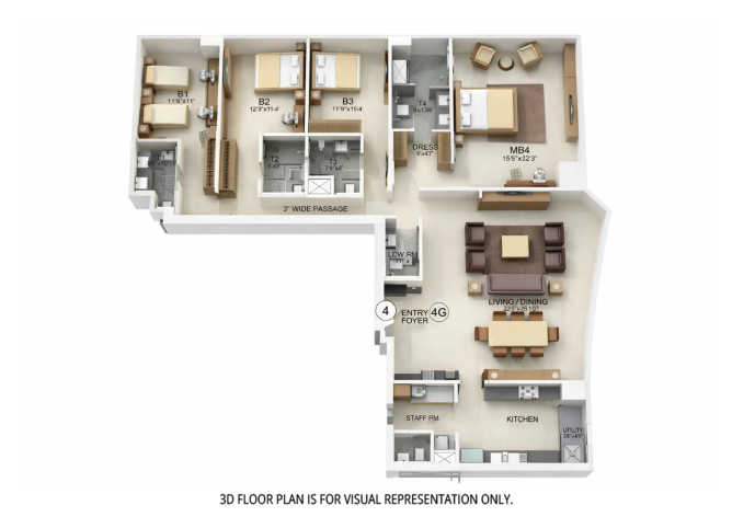 Bombay Realty Island City Center Dadar - Floor plan 4 BHK 2566 Sq.ft