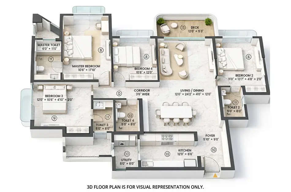 Floor plan for 4 BHK