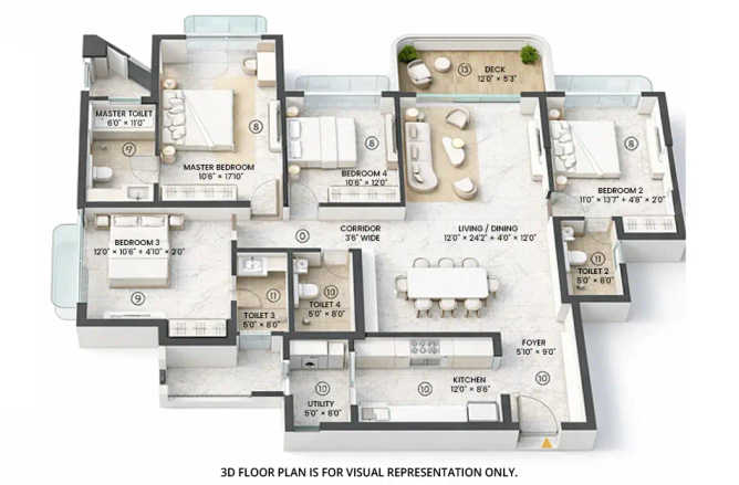 Lodha Stella Ghodbunder Road - Floor plan 4 BHK 1585 Sq.ft