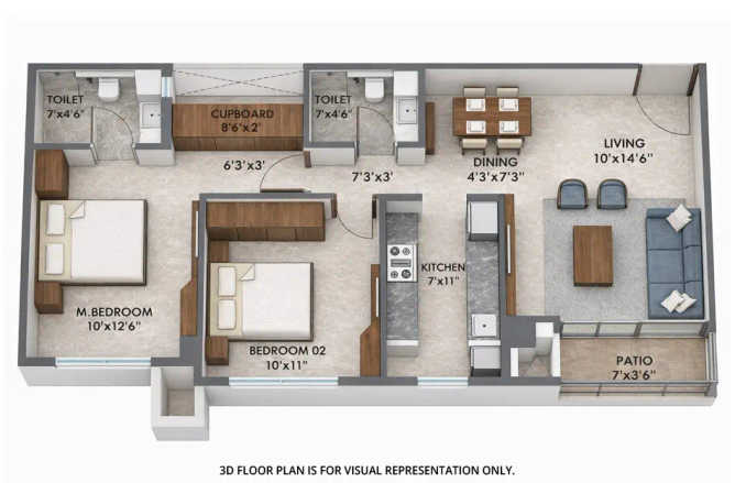 Ashar Merac Wagle Estate - Floor plan 2 BHK 664 Sq.ft