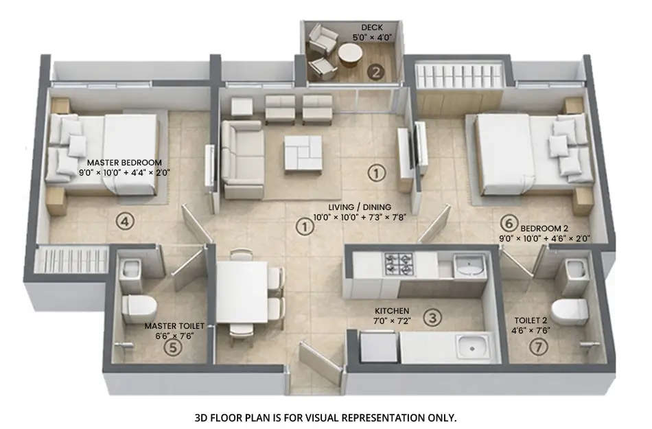 Floor plan for 2 BHK