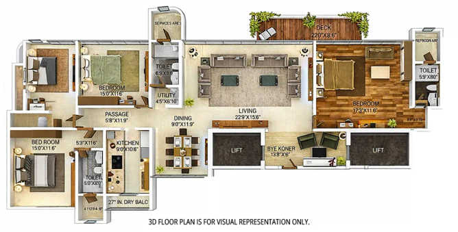 Tridhaatu Kshitij Matunga - Floor plan 4 BHK 1946 Sq.ft