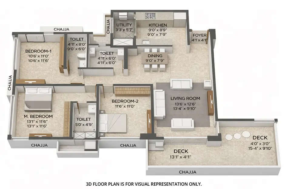 Floor plan for 3.5 BHK