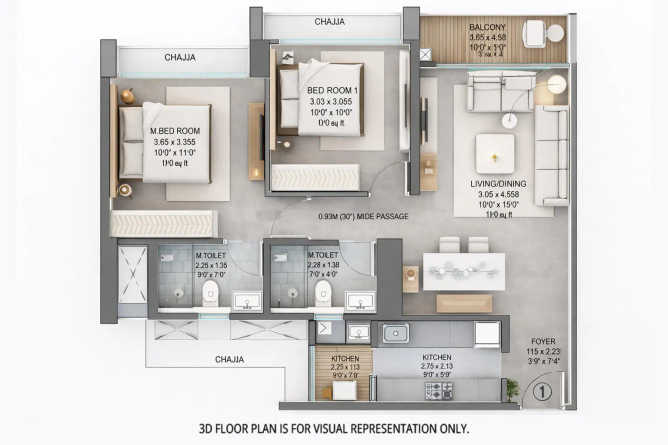Godrej Nurture Bhandup - Floor plan 2 BHK 655 Sq.ft