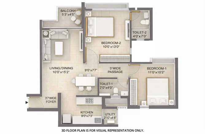 Chandak Highscape City Chembur - Floor plan 2 BHK 661 Sq.ft