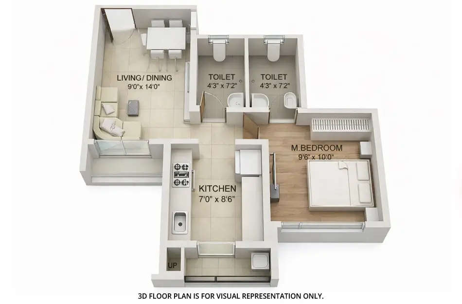 Floor plan for 1 BHK
