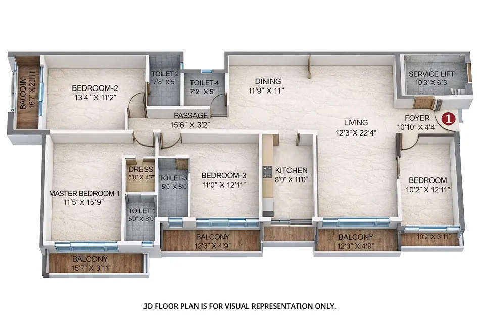 Floor plan for 4 BHK
