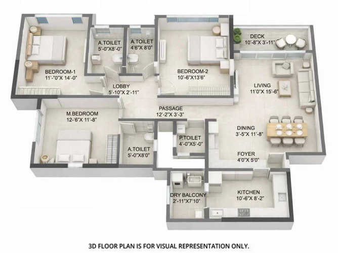 Kolte Patil Versova Versova - Floor plan 3 BHK 1084 Sq.ft