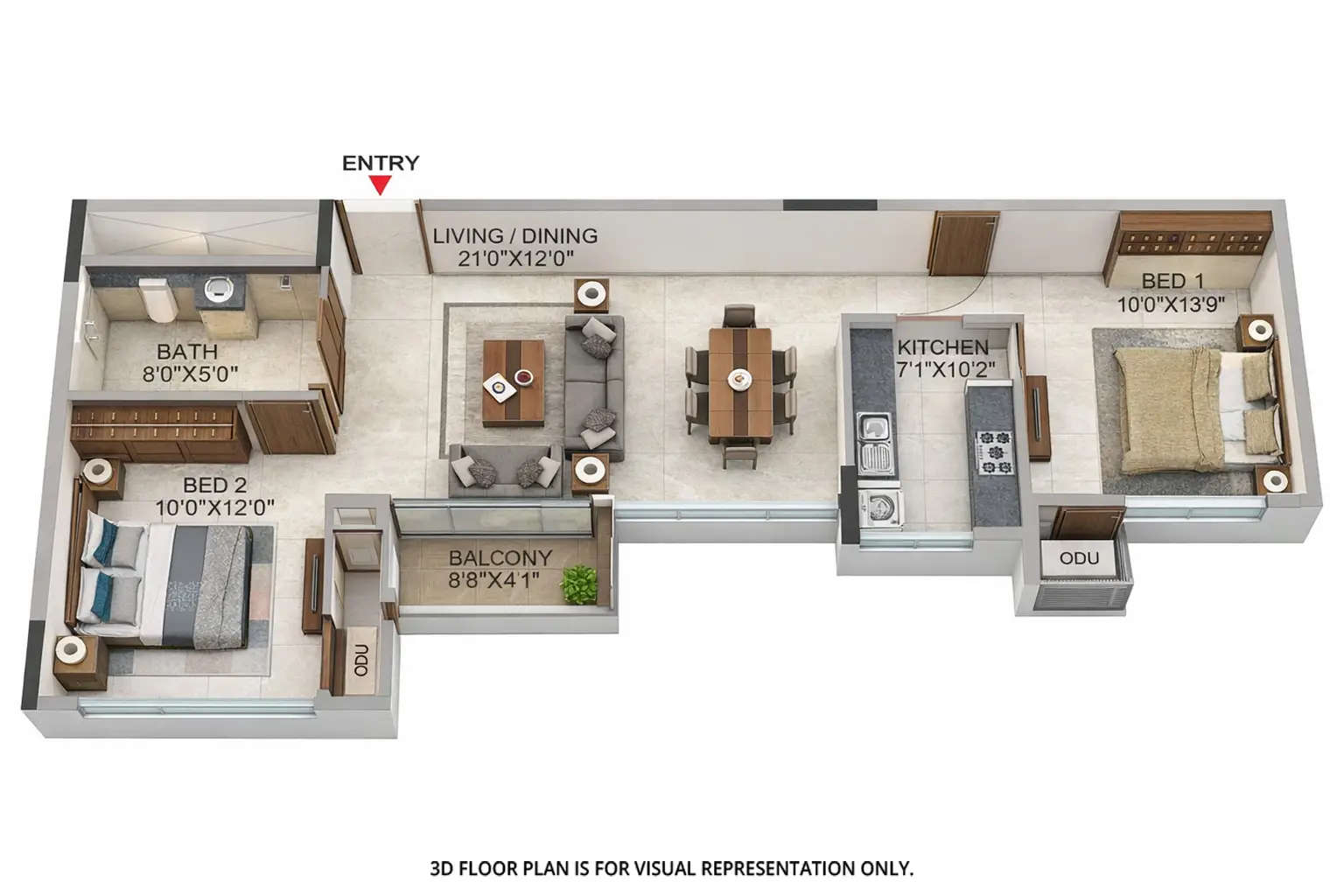 Floor plan for 2 BHK
