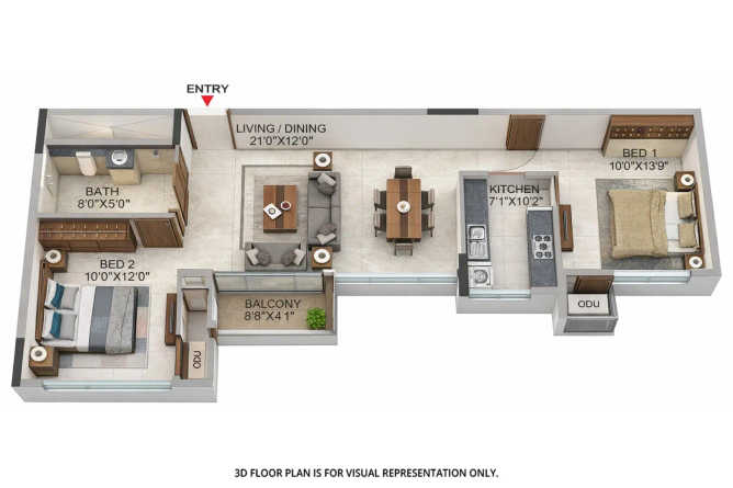 Casagrand Highclere Kovur - Floor plan 2 BHK 1108 Sq.ft