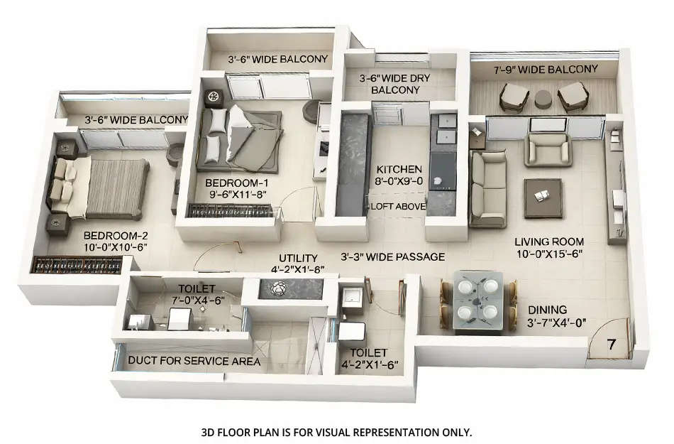 Floor plan for 2 BHK