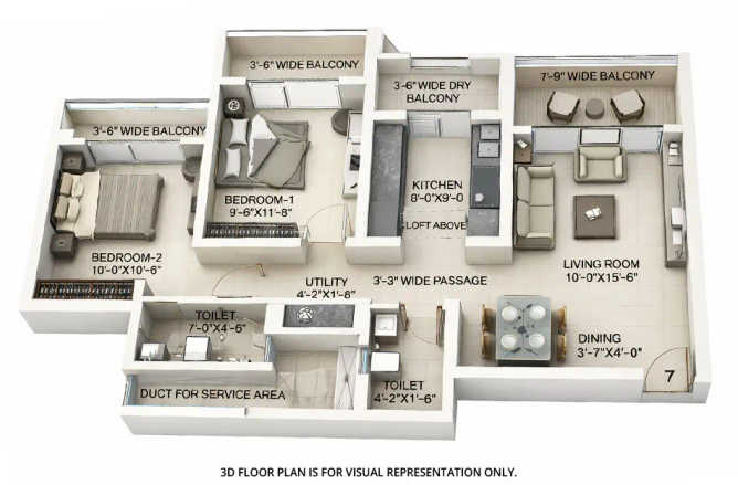Regency Sarvam Titwala - Floor plan 2 BHK 707 Sq.ft