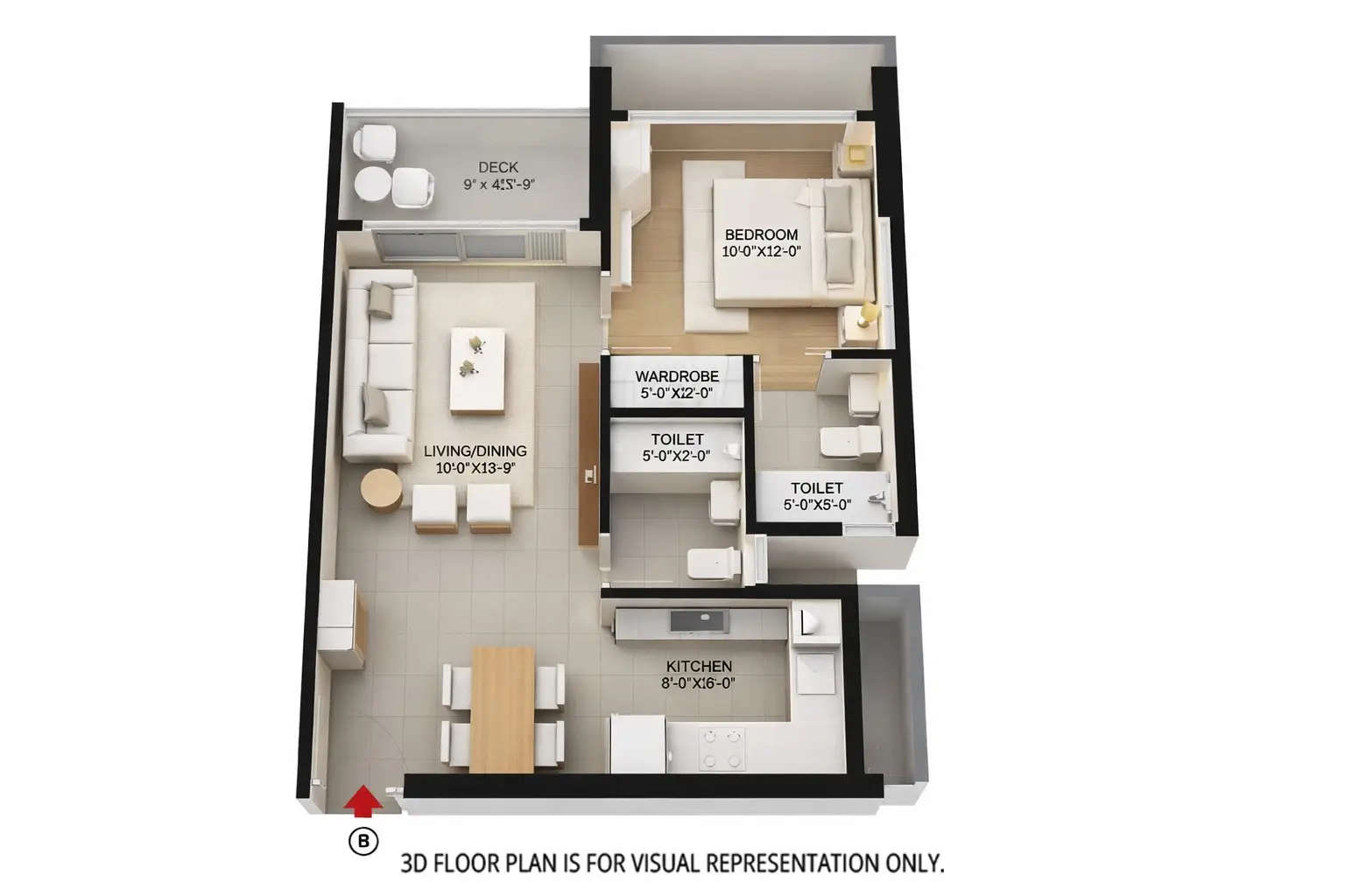 Floor plan for 1 BHK