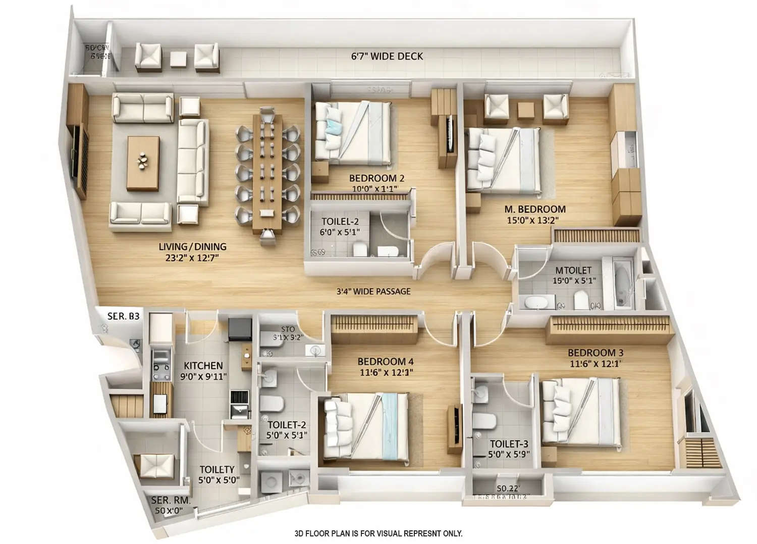 Floor plan for 4 BHK