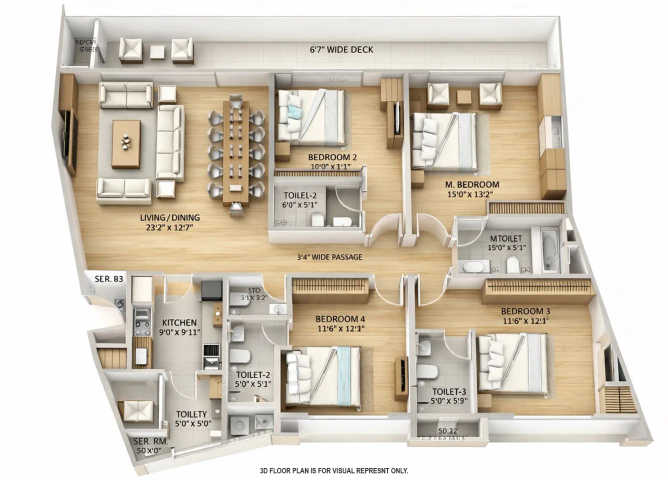 Shapoorji Minerva Mahalaxmi - Floor plan 4 BHK 2136 Sq.ft