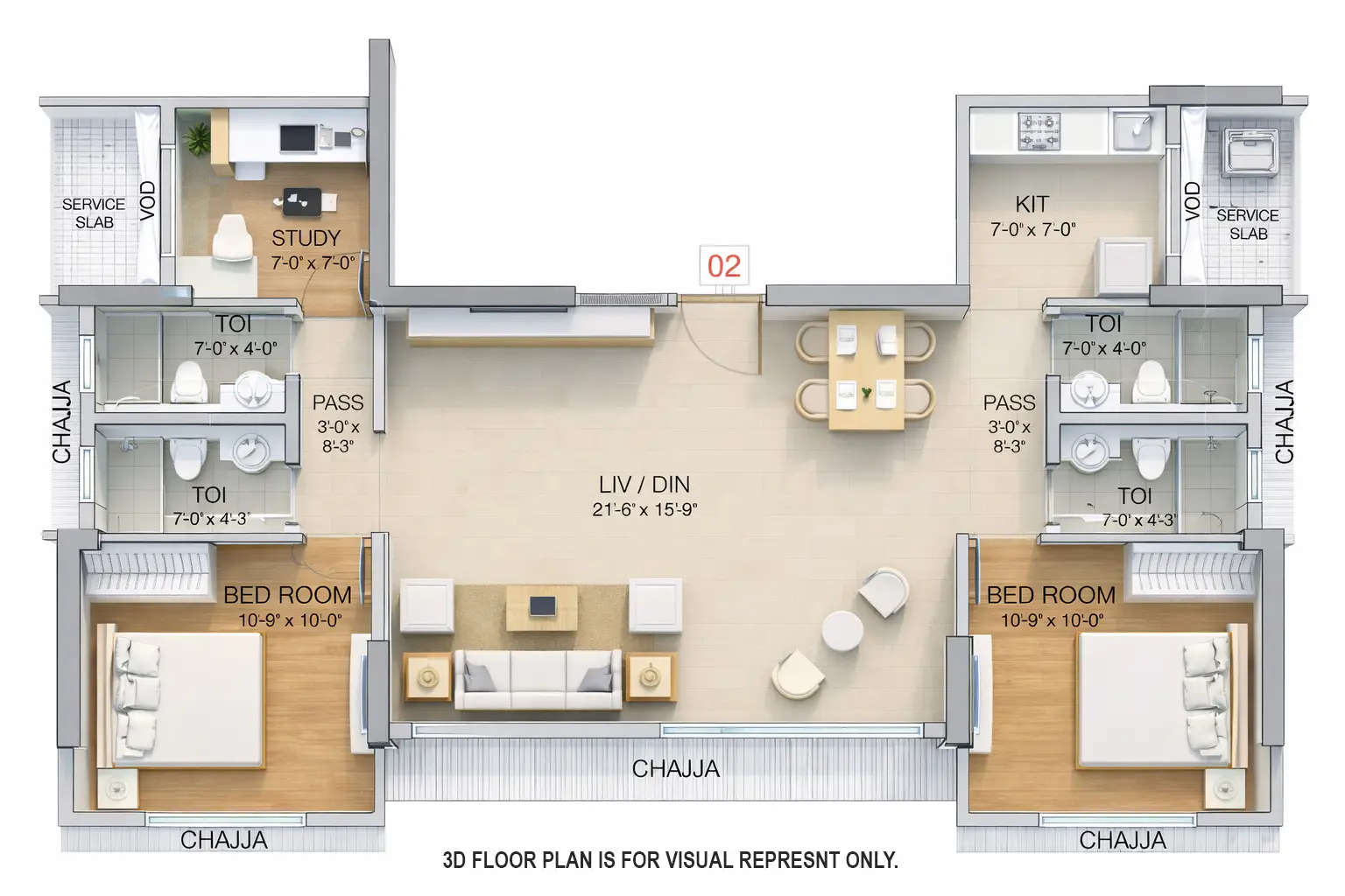 Floor plan for 2.5 BHK