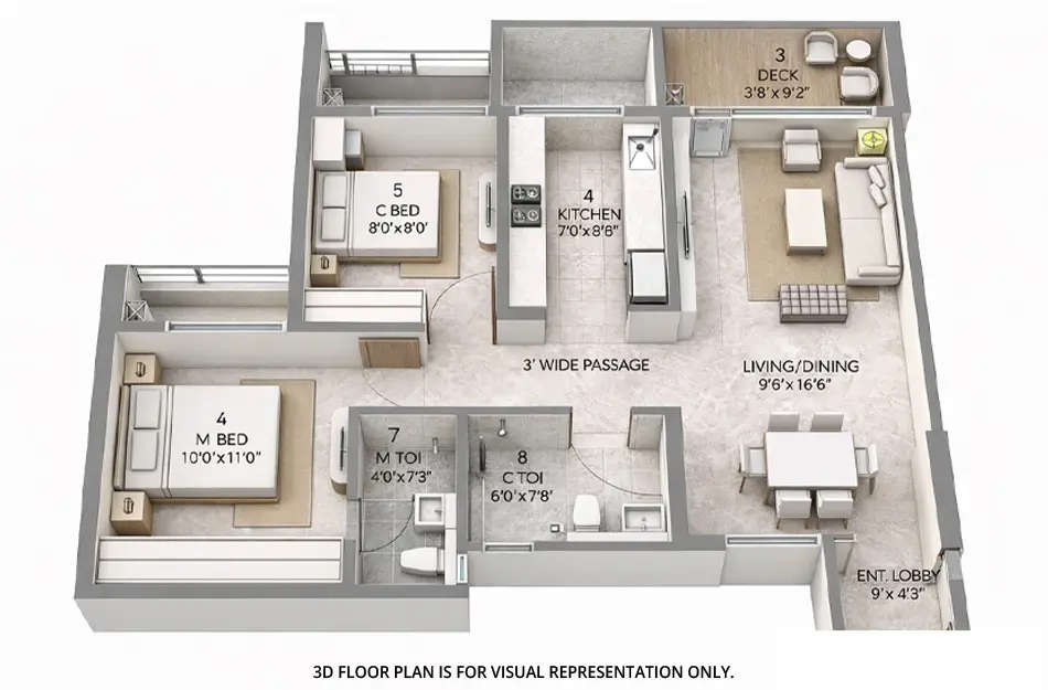 Floor plan for 2 BHK