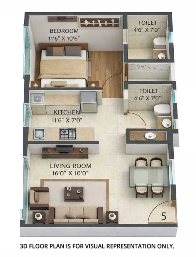 Crescent Nexus Santacruz - Floor plan 1 BHK 449 Sq.ft
