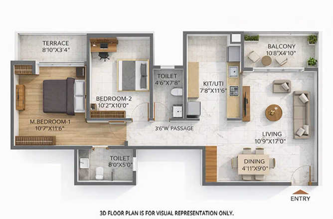 Shriram The Spectrum Handewadi - Floor plan 2 BHK 796 Sq.ft