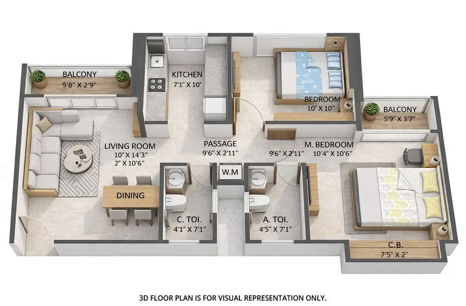 Floor plan for 2 BHK