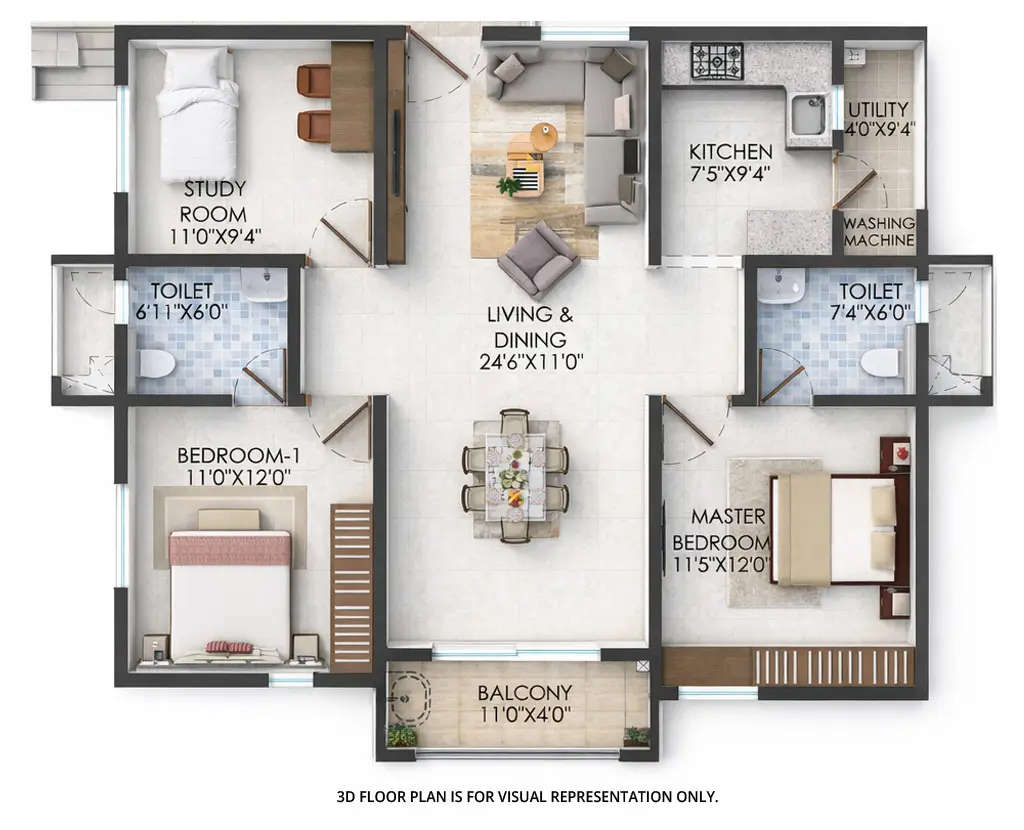 Floor plan for 2.5 BHK
