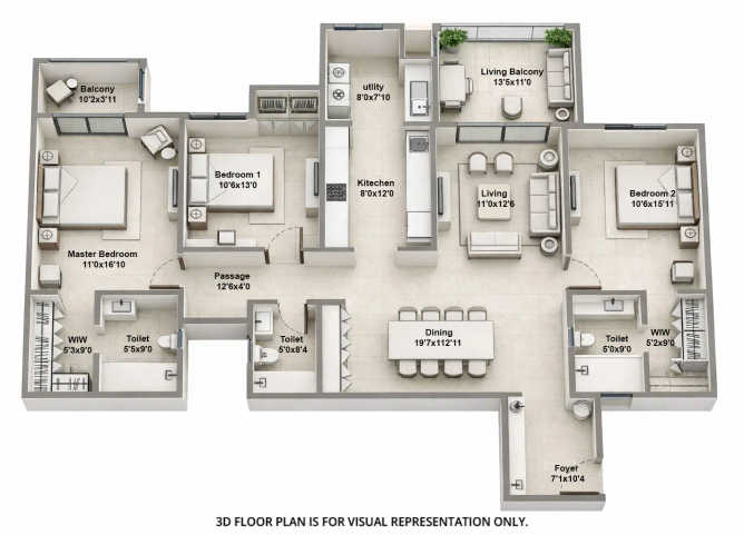 Assetz Zen & Sato Yelahanka - Floor plan 3 BHK 2203 Sq.ft