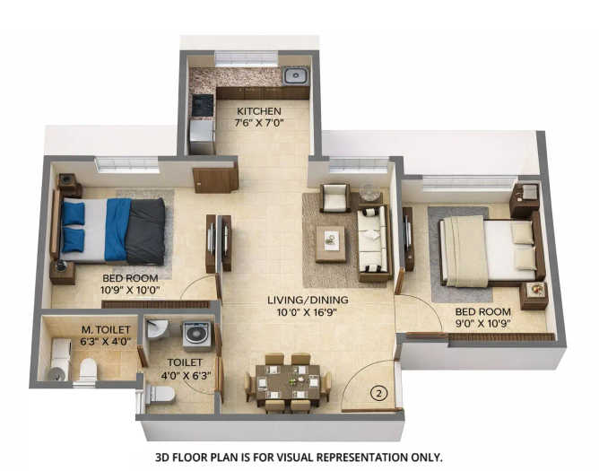 Chandak 34 Park Estate Goregaon - Floor plan 2 BHK 498 Sq.ft