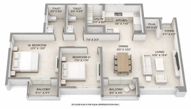 Birla Ojasvi Rajarajeshwari Nagar - Floor plan 2 BHK 929 Sq.ft