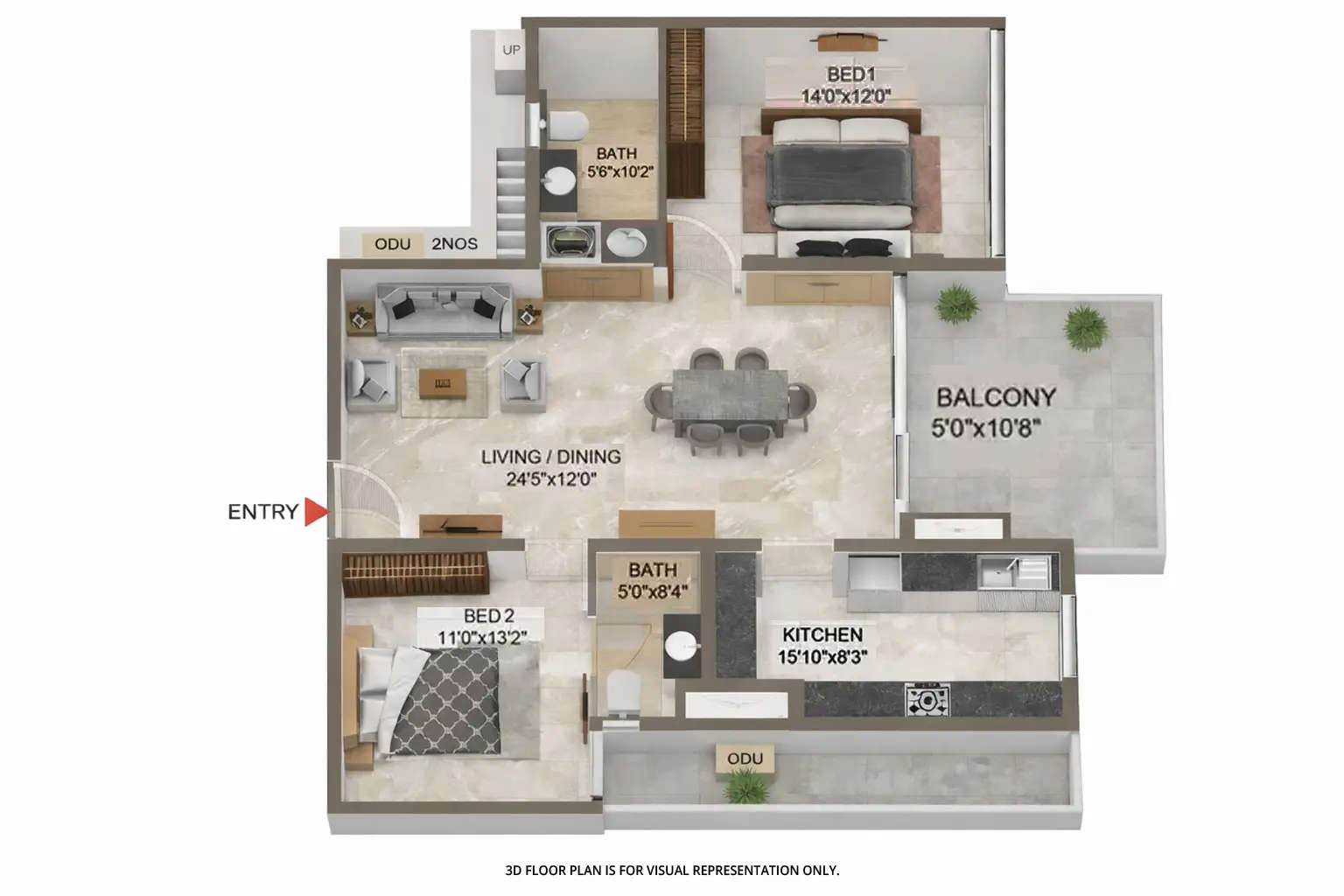 Floor plan for 2 BHK