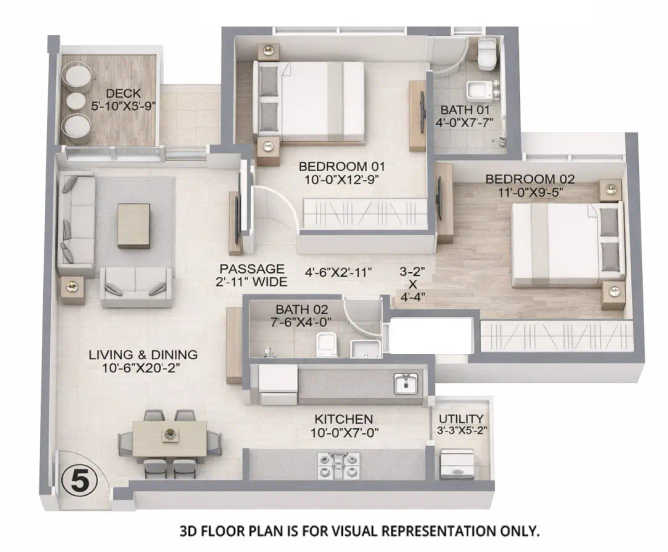 Chandak Treesourus Malad - Floor plan 2 BHK 722 Sq.ft
