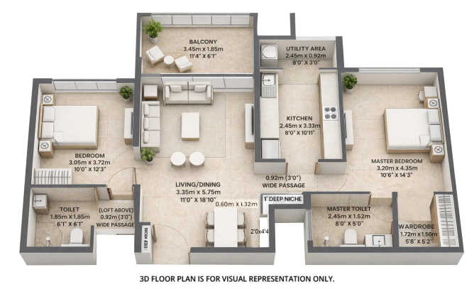 Mahindra IvyLush Wagholi - Floor plan 2 BHK 867 Sq.ft